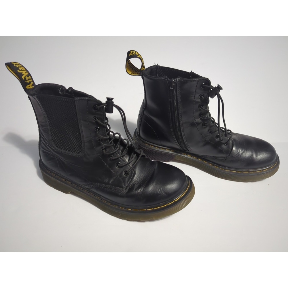 Dr Martens 1460 Junior Harper black leather boots  sz 3 side zip Unisex gorpcore